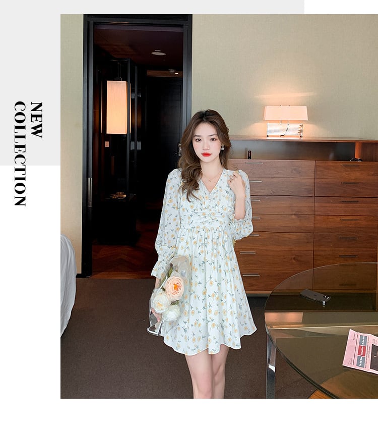【dress】存在感 スウィートオシャレ花柄ワンピース　M17070