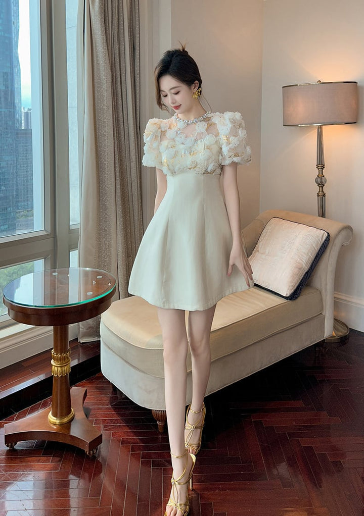 【dress】立体フラワーデートワンピース　M25073