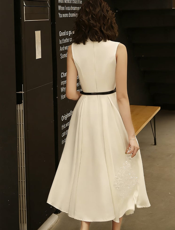 【dress】ノースリーブAラインロングフレアワンピース Q8438