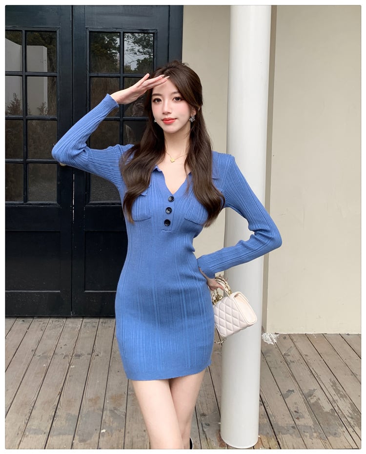 【dress】POLOネックニットワンピース　M27030