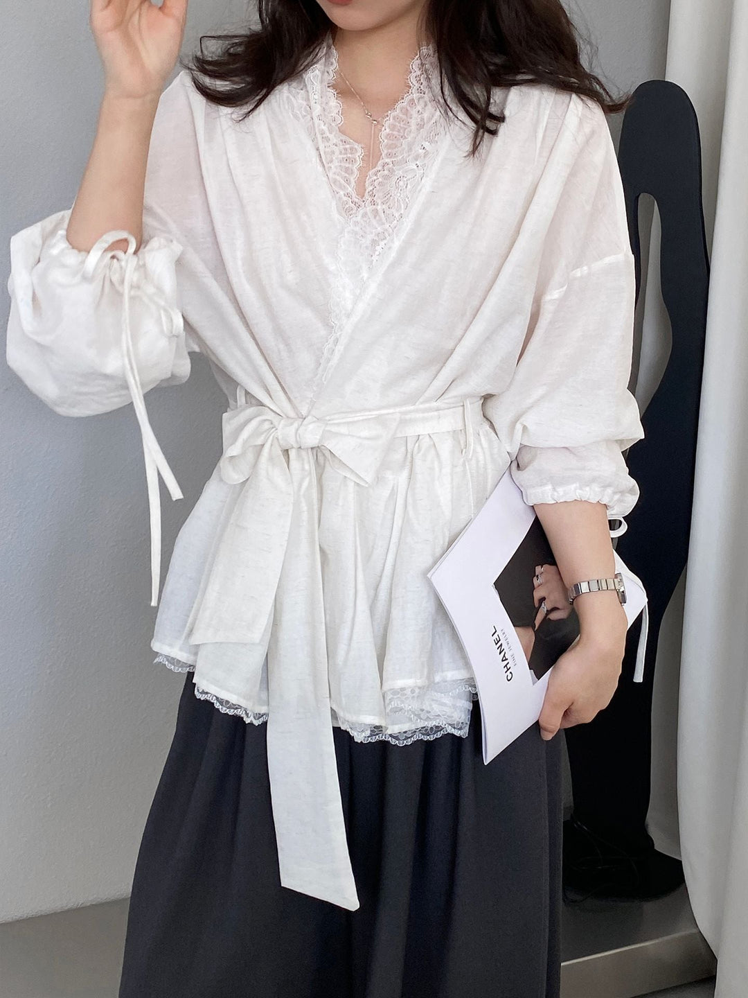 【tops】レースドッキングトップス Q8244