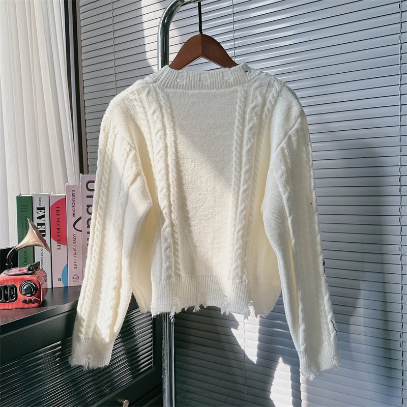 【tops】ダメージ加工ニットセーター　M25650