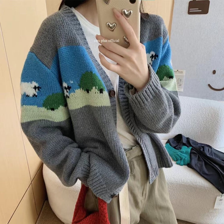 【outer】ジャカードニットカーデ　M27350