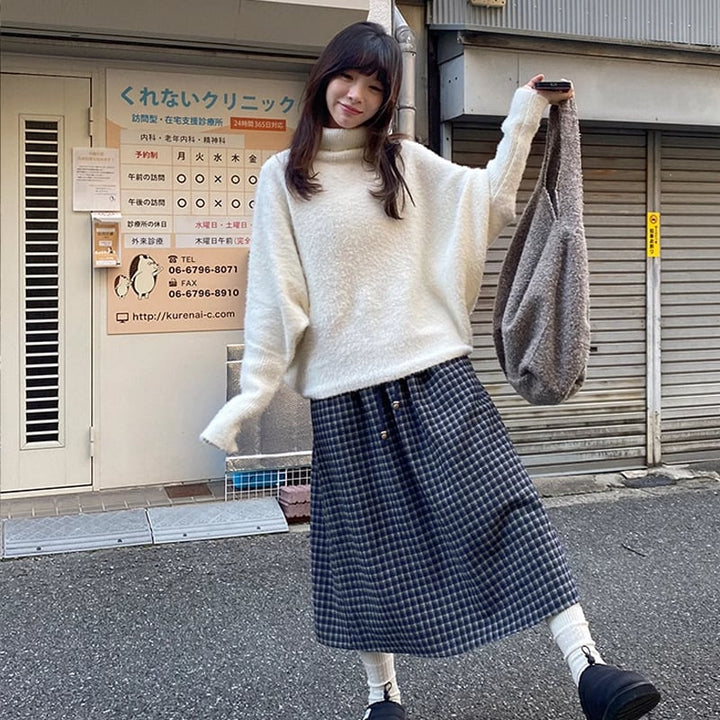 【tops】ハイネックニットトップス Q7393