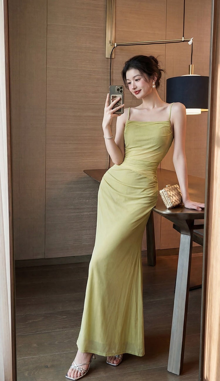 【dress】シアーチュールドッキングキャミワンピース Q8485
