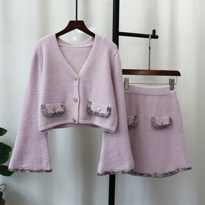 【set】ニットカーデ×スカートセット　M26857