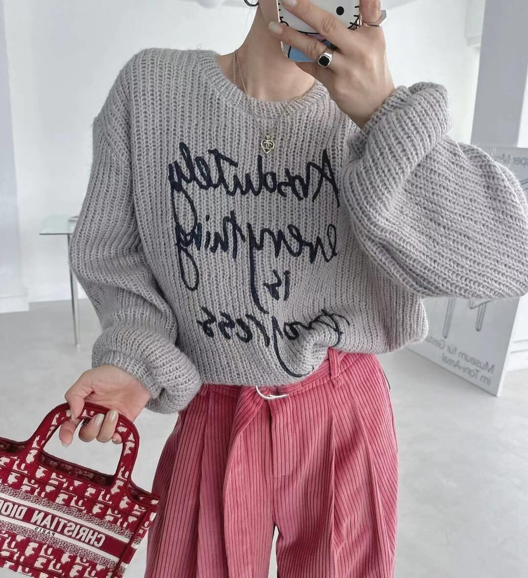 【tops】プリントニットセーター　M27775