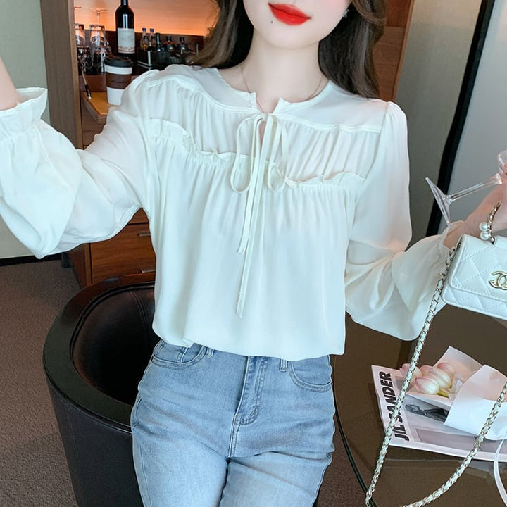 【tops】 爽やかな印象スウィートフリルシャツトップス　M17247