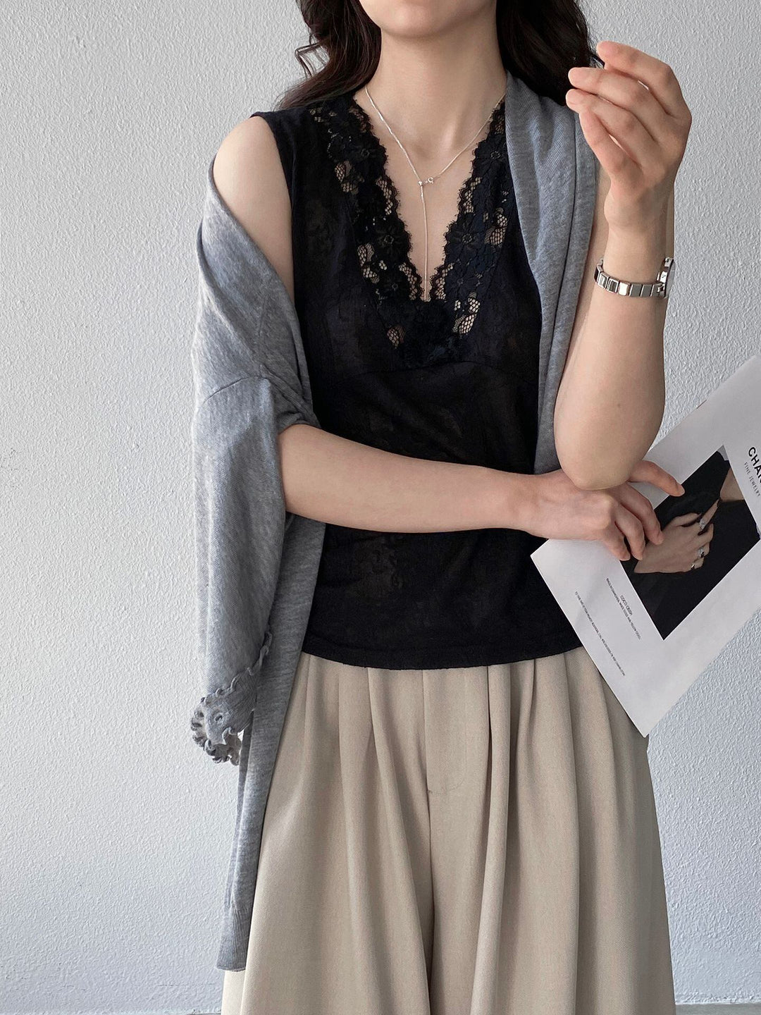 【tops】ノースリーブレーストップス Q8248