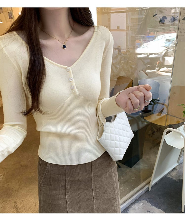 【tops】Vネックニットトップス　M27661