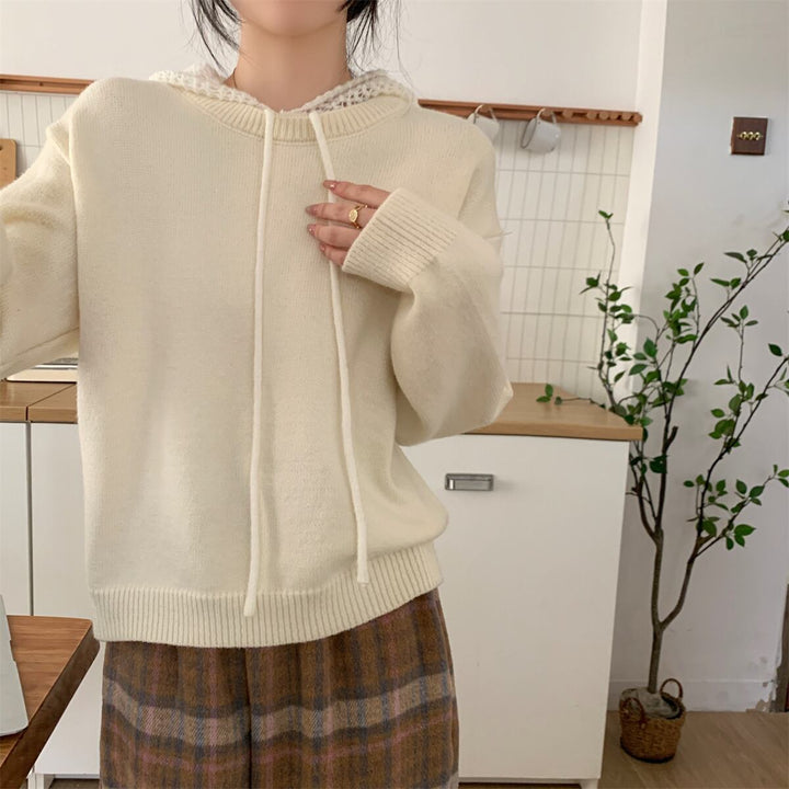 【tops】フード付きニットセーター　M28642
