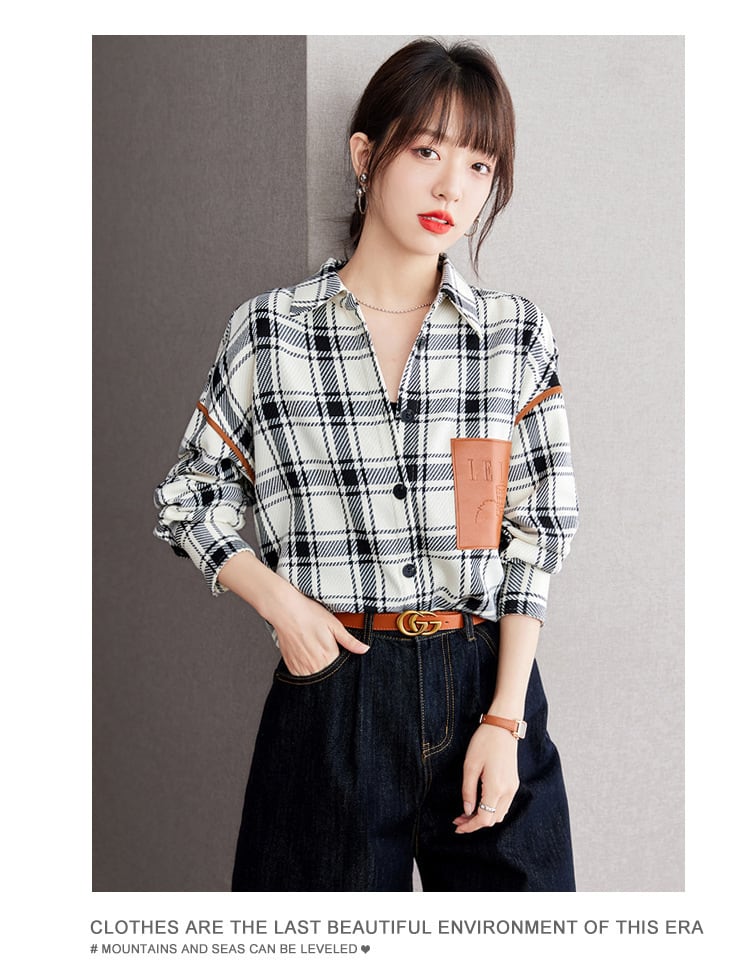 【tops】早い者勝ちチェック柄シャツトップス着心地良い　M17394