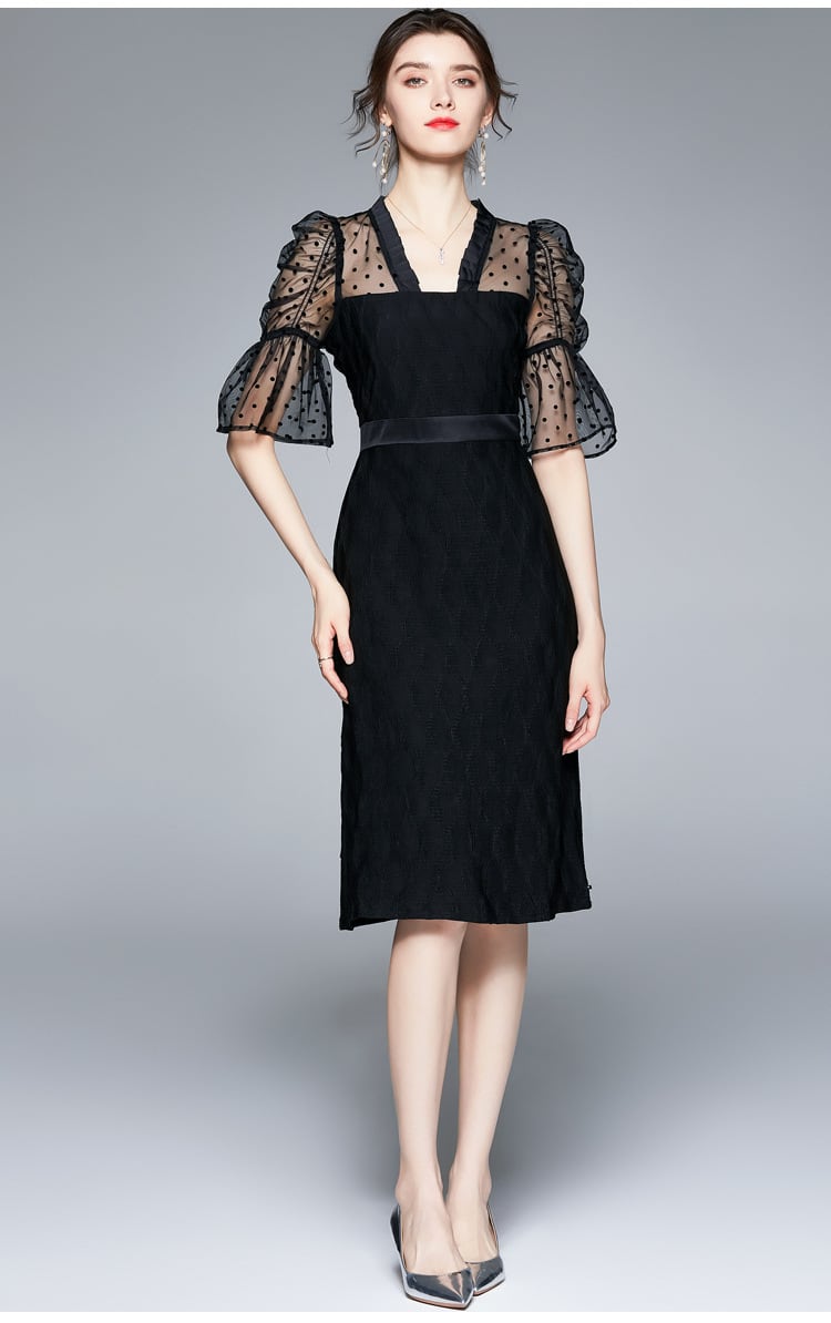 【dress】人気上昇中 エレガント着瘦せデートワンピース　M17134