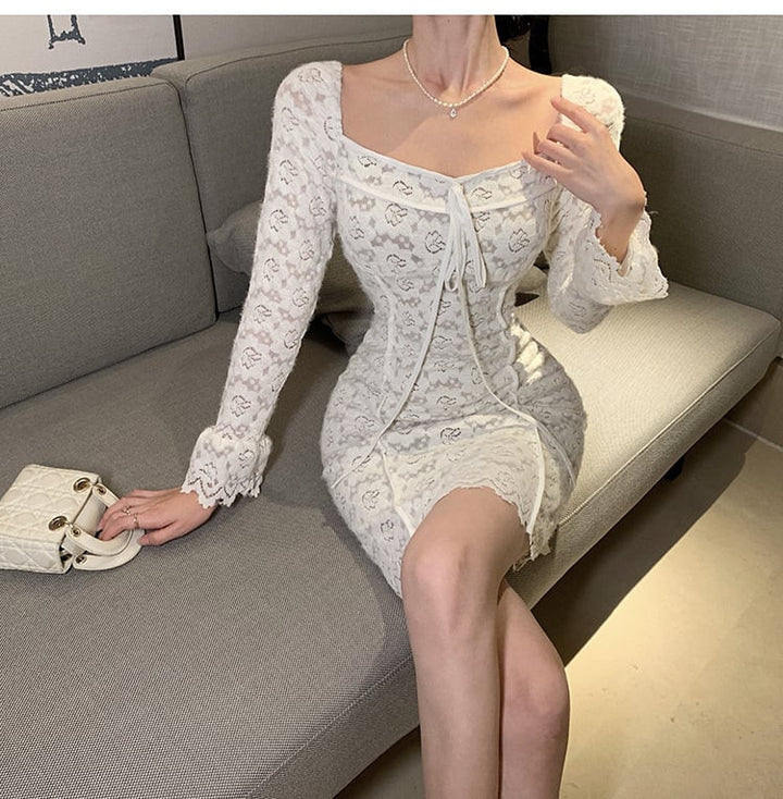 【dress】レース切り替えワンピース　M26143