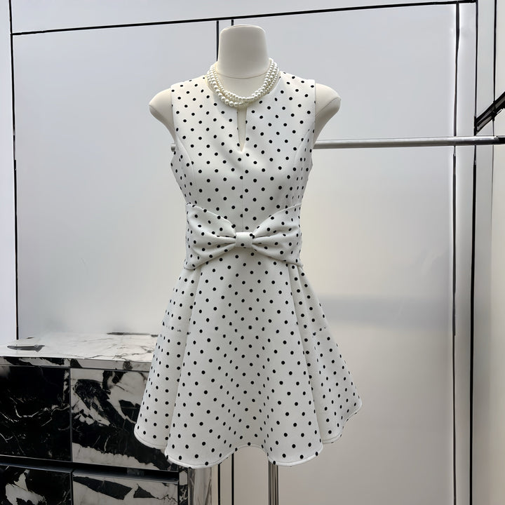 【dress】リボンドット柄ミニワンピース　N3586
