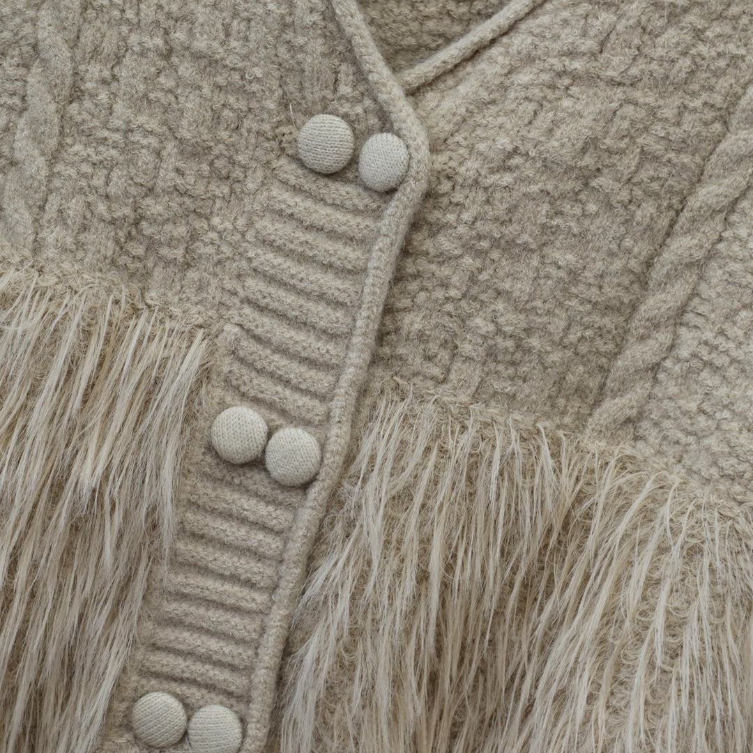 【tops】Vネックフェザーニット切り替えジレ　M17784