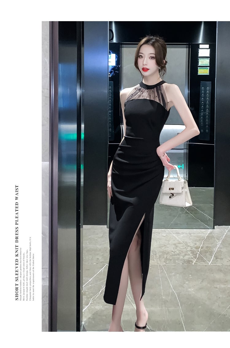 【dress】おしゃれ！ノースリーブスリットワンピース　M17226
