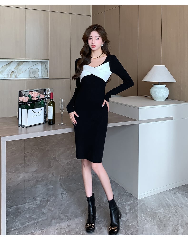 【dress】人気上昇中 chicファッションニットワンピース　M17606