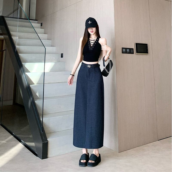 【bottoms】ハイウエストロング丈スカート　M29563