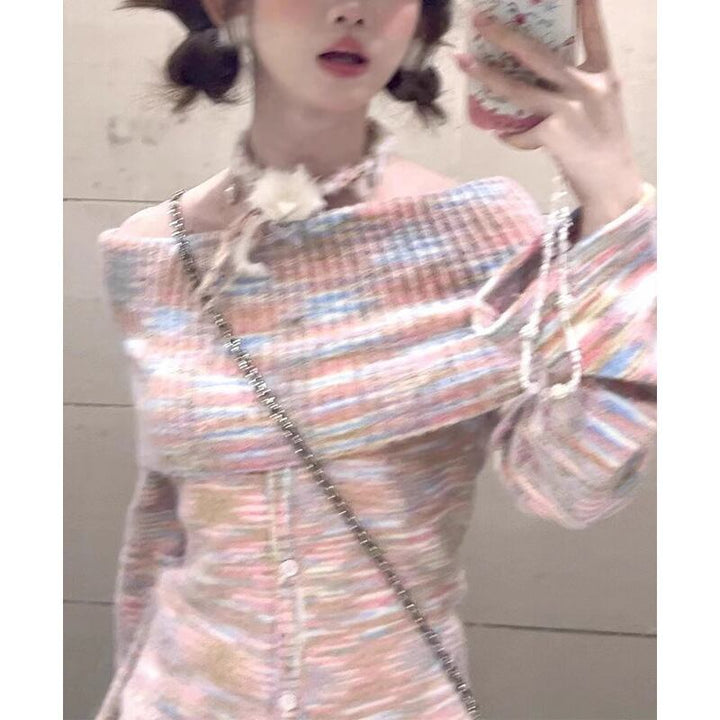 【tops】オフショルダーニットセーター　M28486
