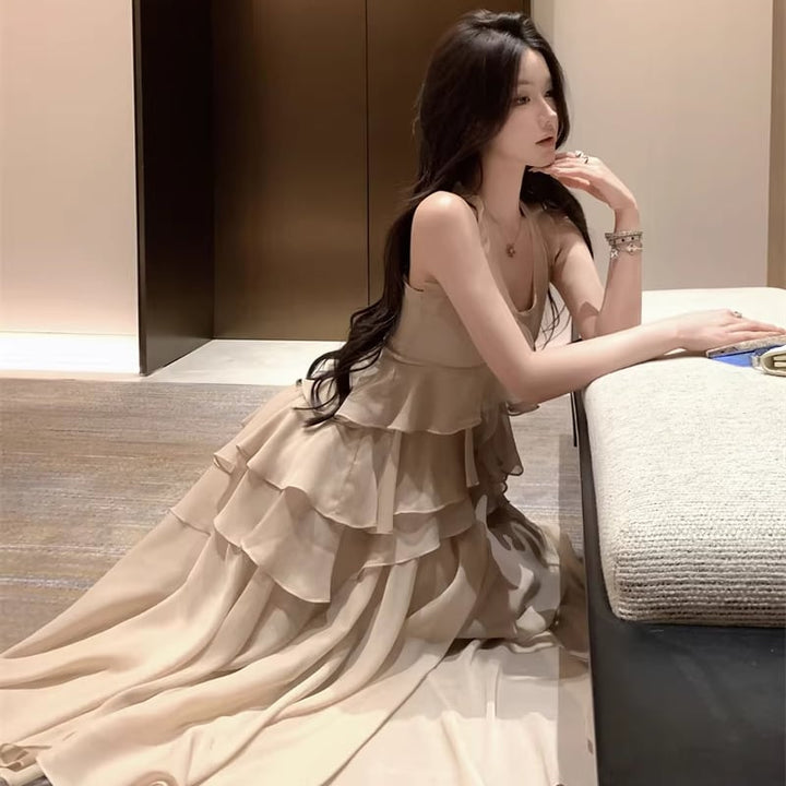 【dress】ホルターネックフレアワンピース Q8314