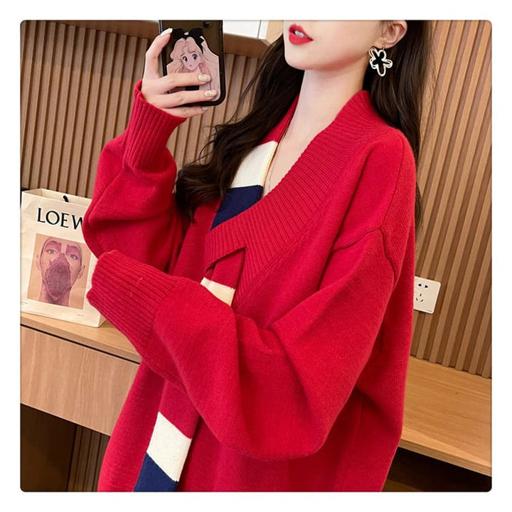 【tops】ドッキングニットセーター　M19326