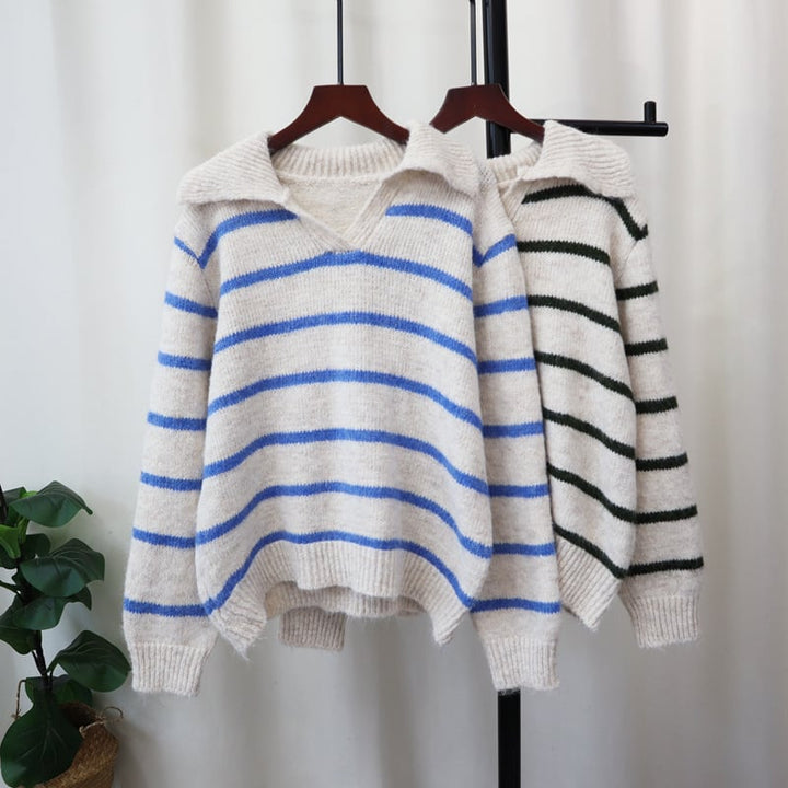 【tops】ボーダー柄ニットセーター　M27522