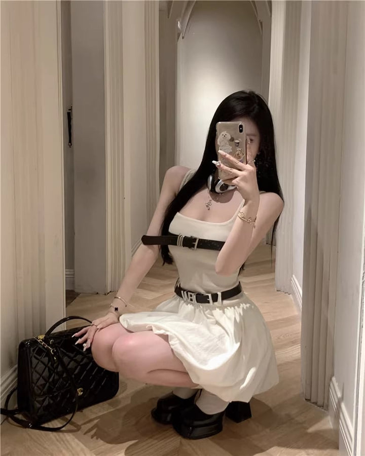 【dress】ベルト付きキャミバルーンワンピース Q8331