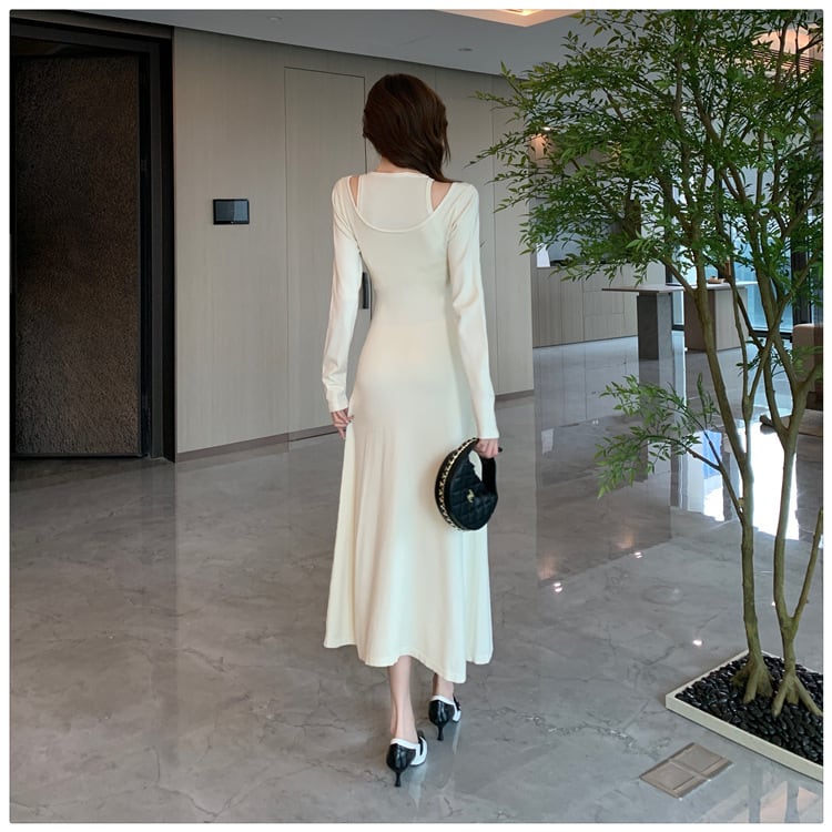 【dress】輝いて超人気 ! 切り替えニットワンピース　M17585