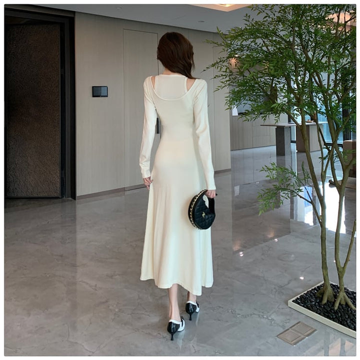 【dress】輝いて超人気 ! 切り替えニットワンピース　M17585