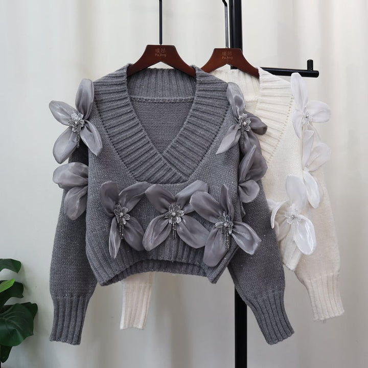 【tops】立体フラワーニットセーター　M26762