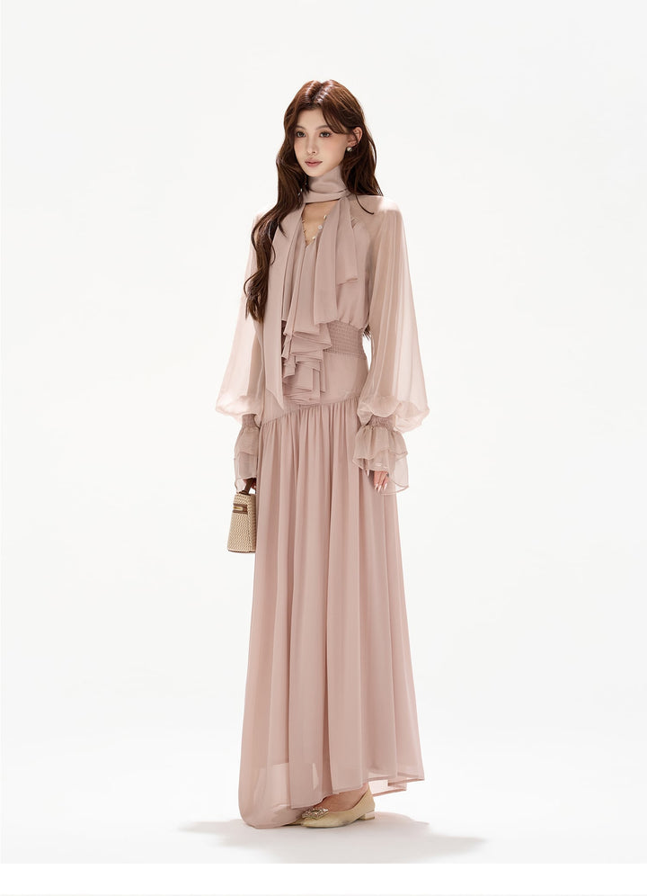 【dress】ボウタイロングワンピース　N3492