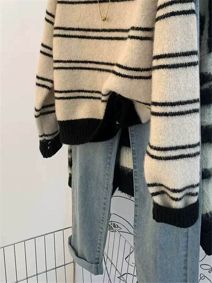 【tops】ボーダー柄ニットセーター　M29272