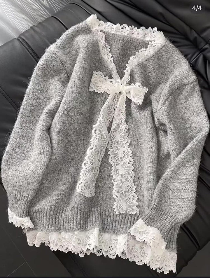 【tops】レース切り替ニットセーター　M27085