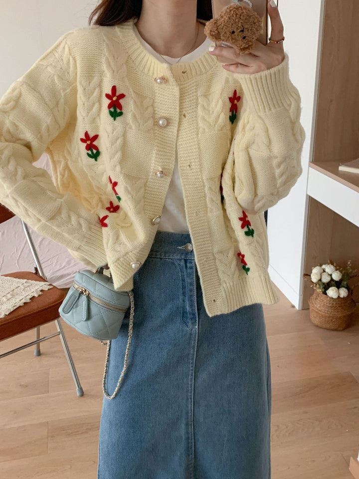 【outer】刺繍ニットカーデ　M27853