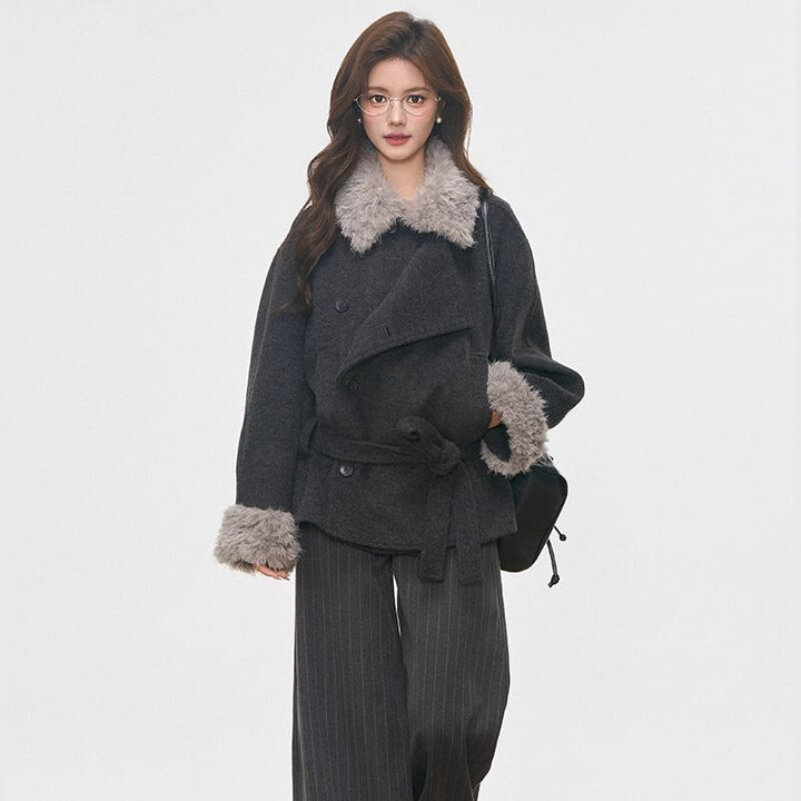 【outer】ファー付きラシャコート Q7219