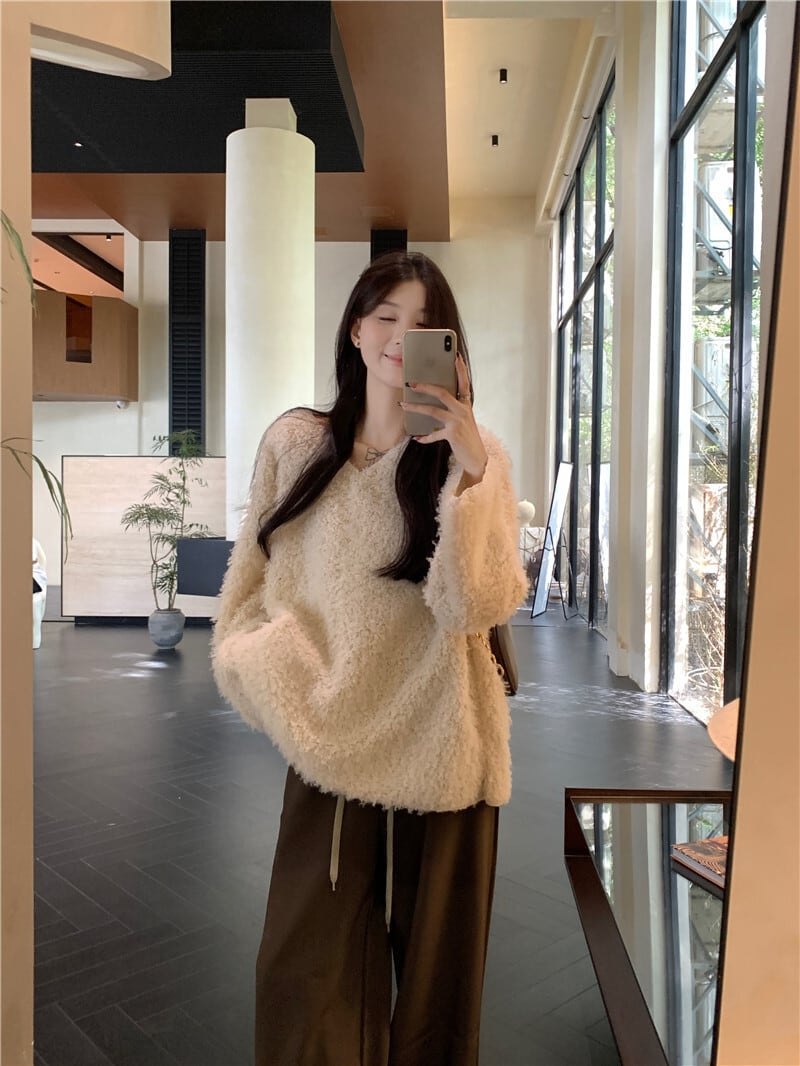 【tops】Vネックシャギープルオーバー　M26983