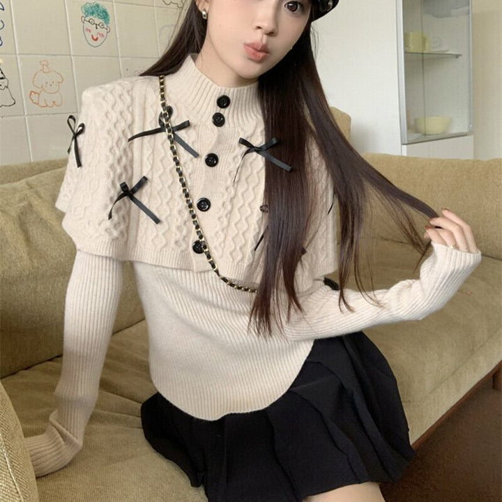 【tops】リボン付きニットトップス　M27620
