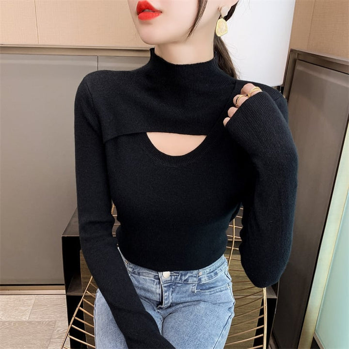 【tops】カットワークニットトップス　M18236