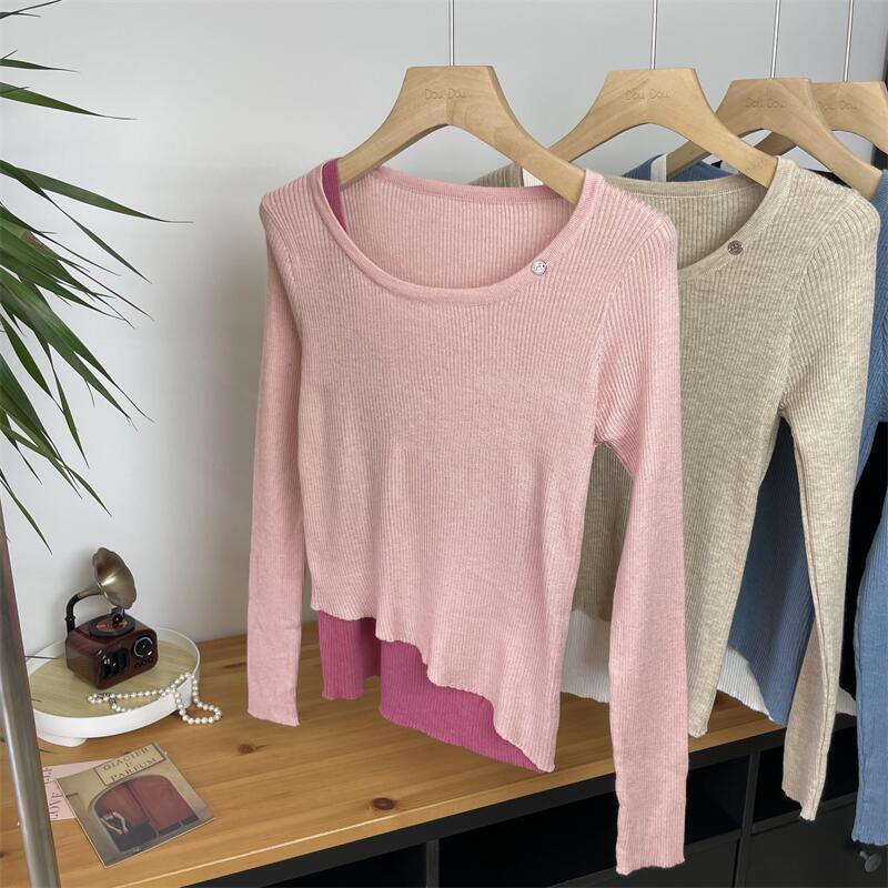 【tops】切り替えニットトップス　M26510