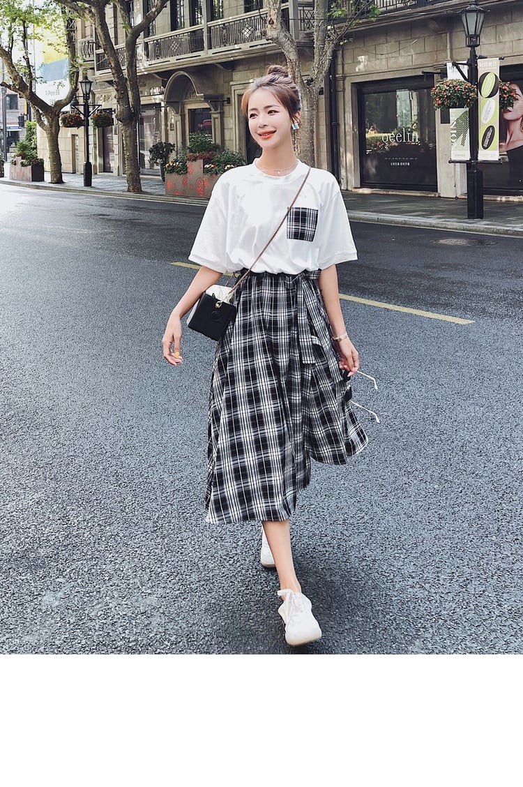 【dress】輝いて超人気 ! チェック柄切り替えワンピース　M16802