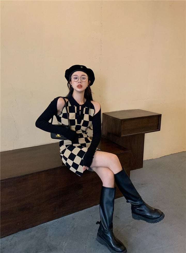 【dress】切り替えニットワンピース　M28574