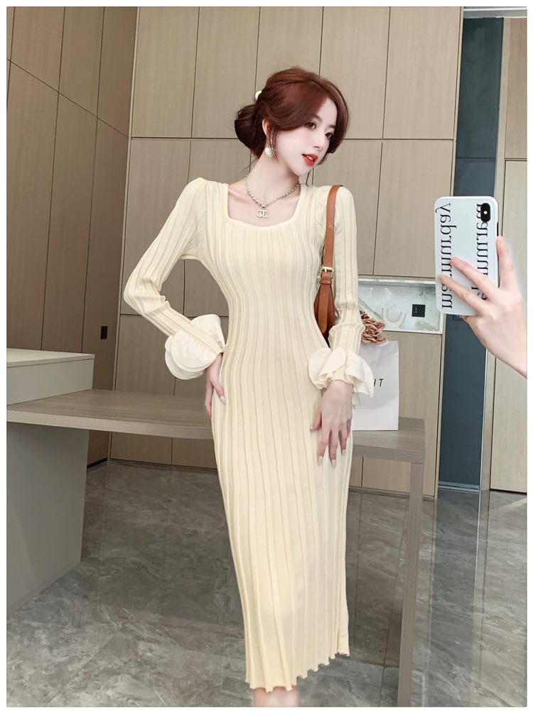 【dress】大人らしい エレガントニットワンピース　M17598