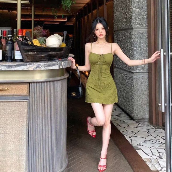 【dress】リボン付きキャミワンピース Q8327