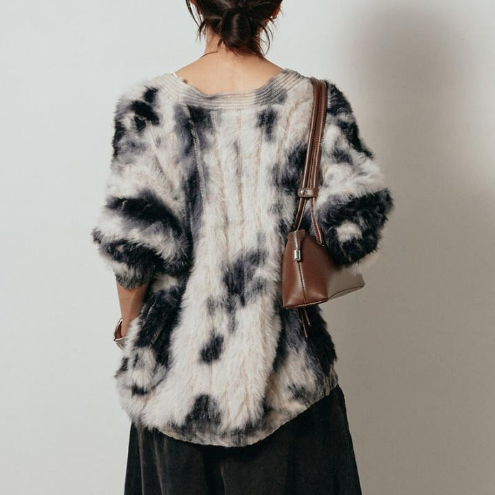 【outer】3色展開ファー付きニットカーディガン Q7655