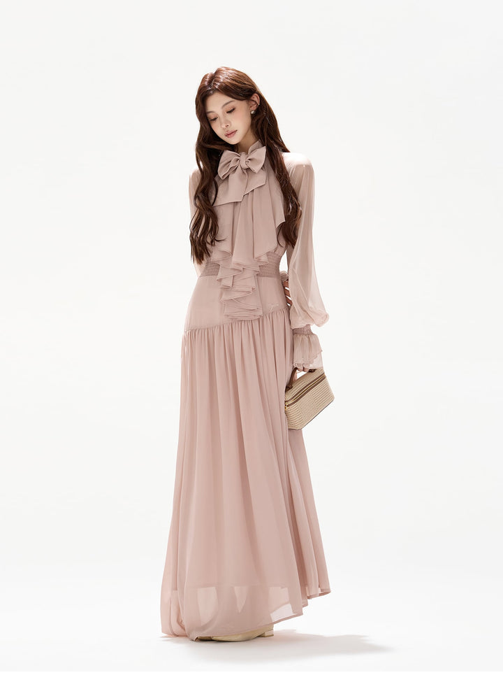 【dress】ボウタイロングワンピース　N3492