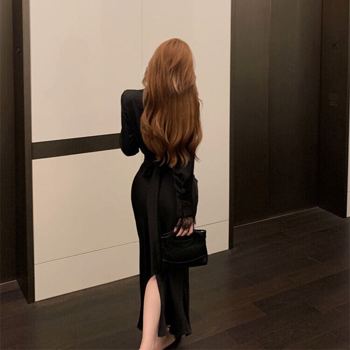 【dress】レース切り替えポイントオープンデートワンピース　N2695