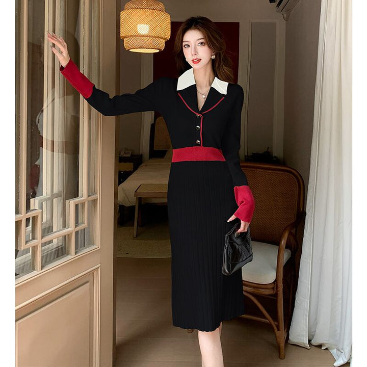 【dress】配色ニットワンピース　M25706