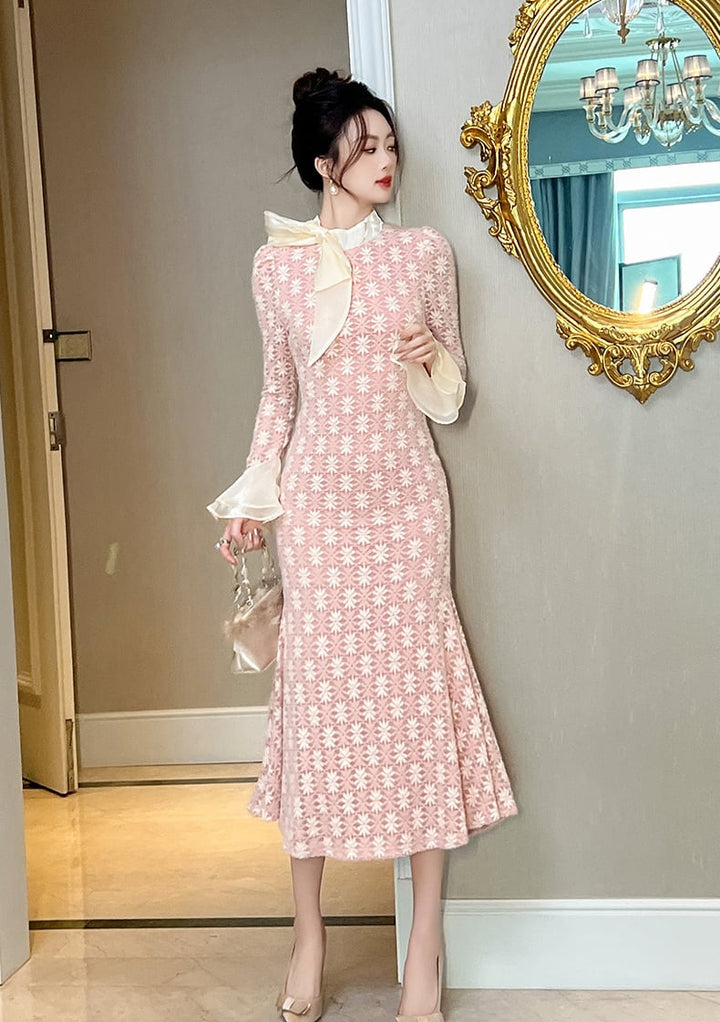【dress】リボン付きマーメイドワンピース　M27010