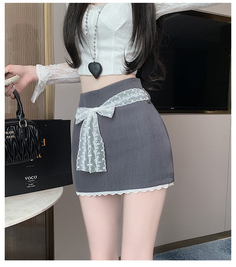【bottoms】レースハイウエストスカート　M29405